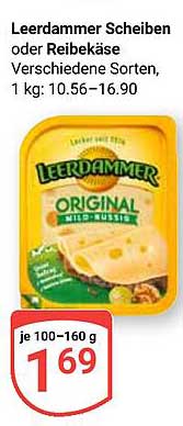Leerdammer Scheiben oder Reibekäse - Verschiedene Sorten