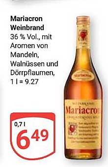 Mariacron Weinbrand 36 % Vol.