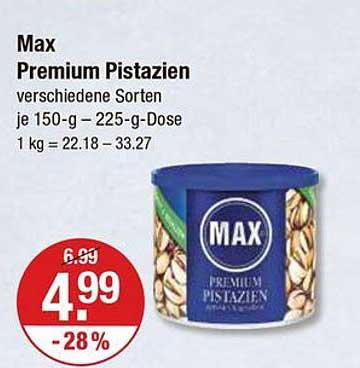 Max Premium Pistazien 150-g-225-g-Dose