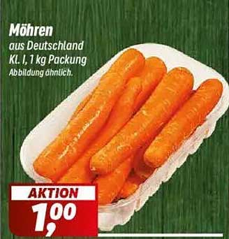 Möhren aus Deutschland, KL.I, 1 kg Packung