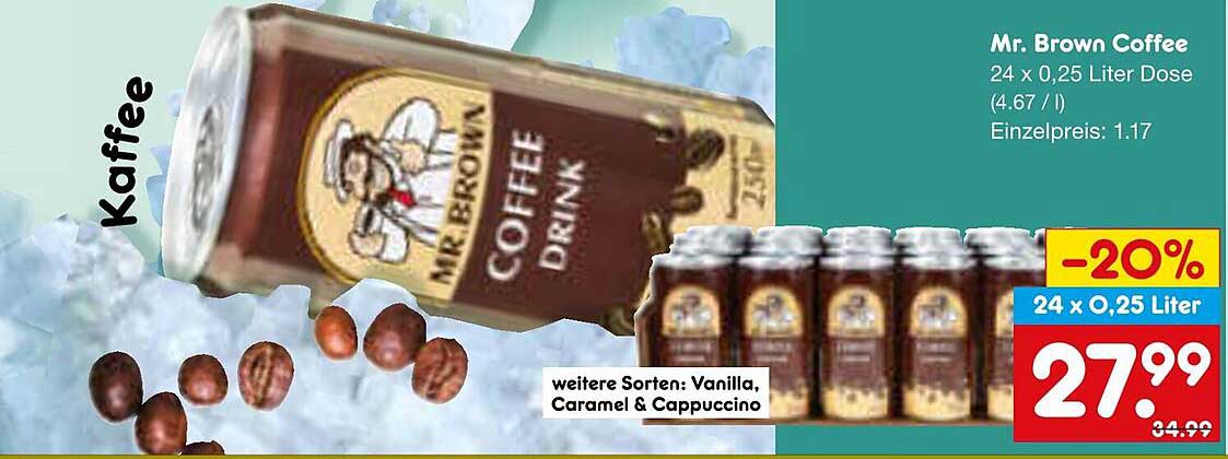 Mr. Brown Coffee 24 x 0,25 Liter Dose