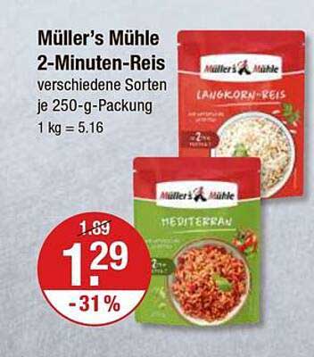 Müller’s Mühle 2-Minuten-Reis verschiedene Sorten je 250-g-Packung