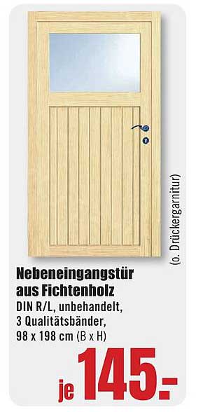 Nebeneingangstür aus Fichtenholz