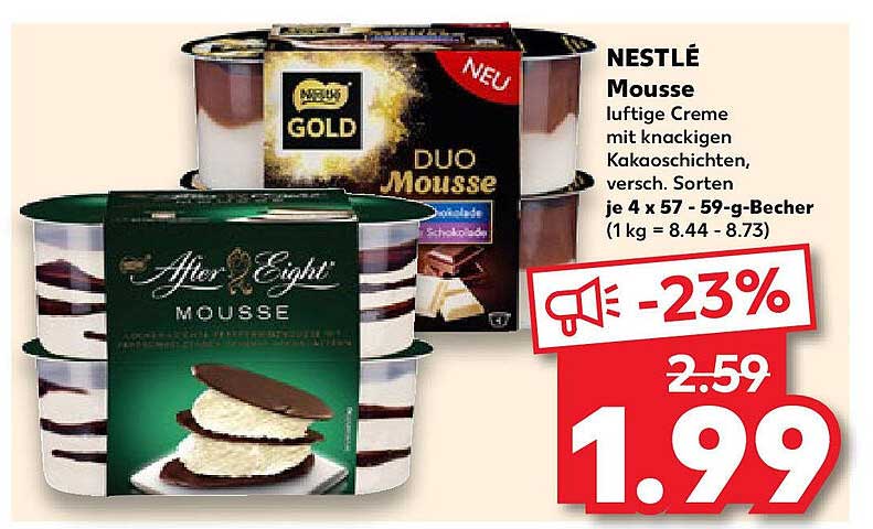 NESTLÉ Mousse – luftige Creme mit knackigen Kakaoschichten, versch. Sorten