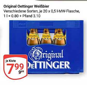 Original Oettinger Weißbier 20 x 0,5 l - Kiste