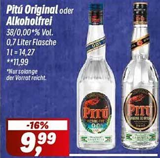 Pitú Original oder Alkoholfrei 0,7 Liter Flasche
