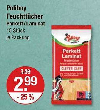 Poliboy Feuchttücher Parkett/Laminat - 15 Stück