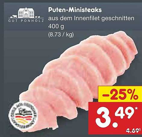 Puten-Ministeaks aus dem Innenfilet, 400 g