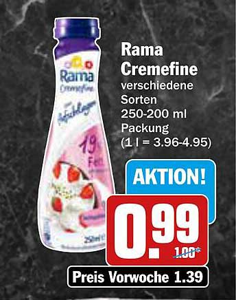 Rama Cremefine verschiedene Sorten 250-200 ml