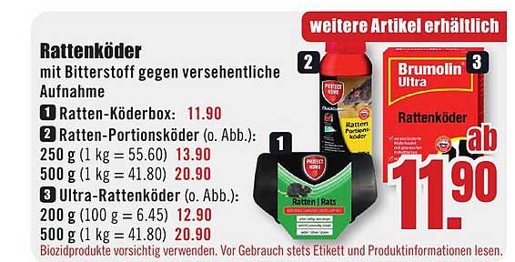 Rattenköder mit Bitterstoff gegen versehentliche Aufnahme