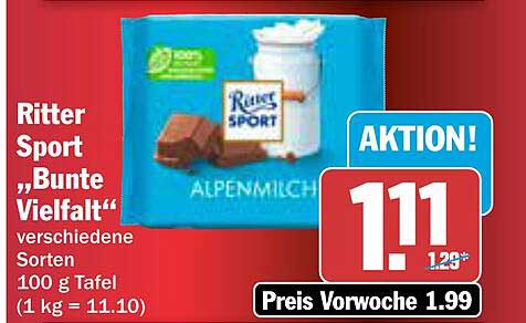 Ritter Sport "Bunte Vielfalt" 100 g Tafel