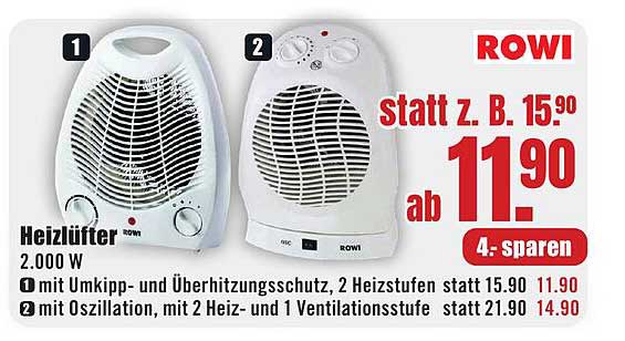 ROWI Heizlüfter 2.000 W - jetzt zum Vorteilspreis!