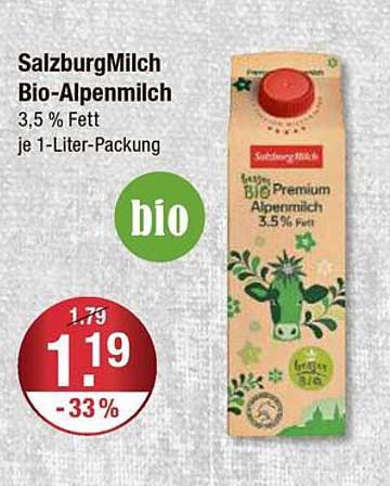 SalzburgMilch Bio-Alpenmilch 3,5 % Fett je 1-Liter-Packung