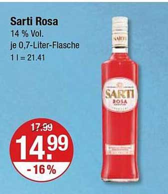 Sarti Rosa - Fruchtiger Spirituose mit 14 % Vol.