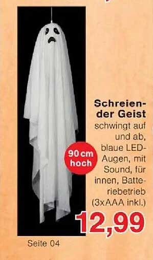 Schreiender Geist - 90 cm hoch mit LED-Augen und Sound