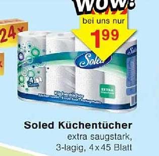 Soled Küchentücher extra saugstark, 3-lagig, 4 x 45 Blatt