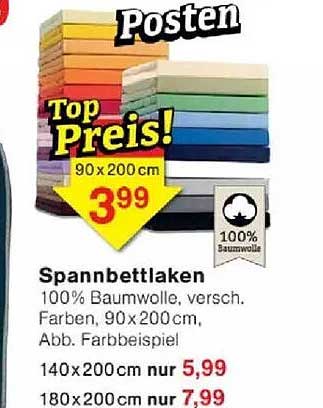 Spannbettlaken 100% Baumwolle, verschiedene Farben