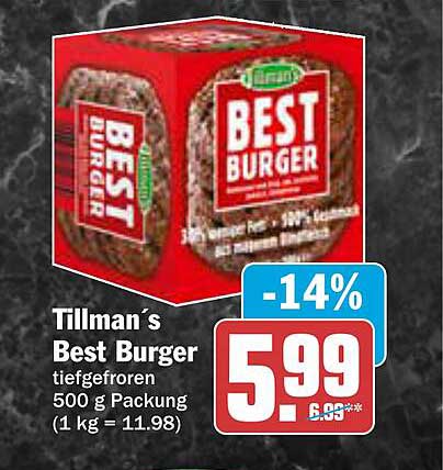 Tillman’s Best Burger tiefgefroren 500 g Packung