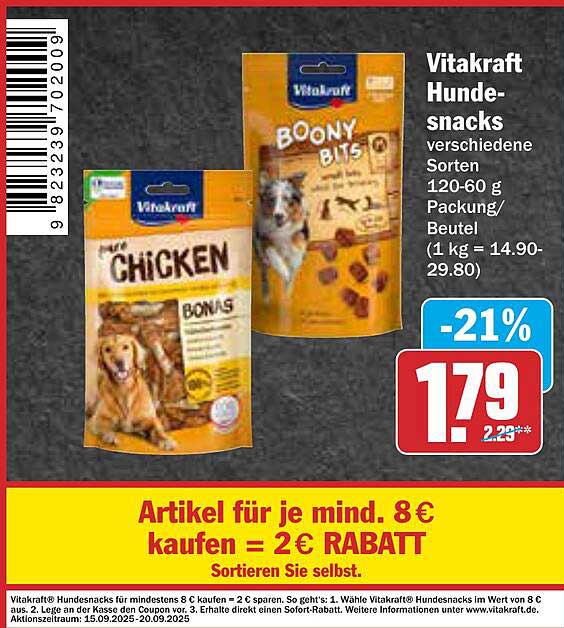 Vitakraft Hundesnacks verschiedene Sorten 120-60 g Packung/Beutel