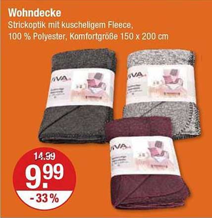 Viva Wohndecke in Strickoptik mit kuscheligem Fleece