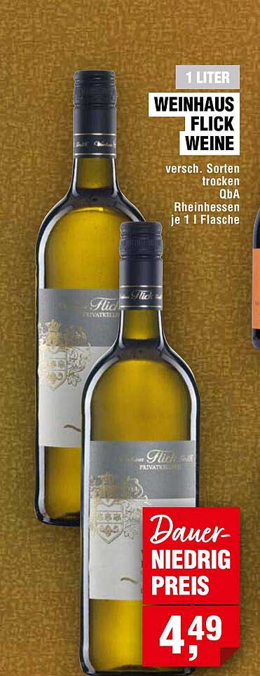 Weinhaus Flick Weine, 1 Liter, verschiedene Sorten trocken QbA