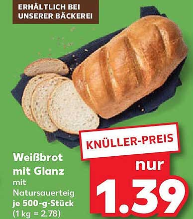 Weißbrot mit Glanz mit Natursauerteig je 500-g-Stück