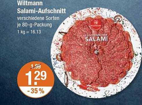 Wiltmann Salami-Aufschnitt verschiedene Sorten je 80-g-Packung
