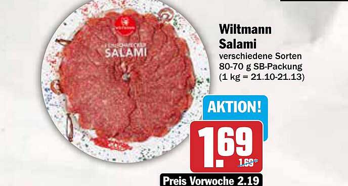 Wiltmann Salami verschiedene Sorten 80-70 g SB-Packung