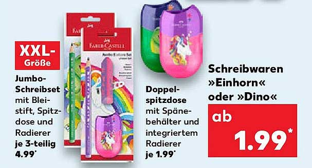 XXL-Schreibset mit Bleistift, Spitzdose und Radierer 3-teilig