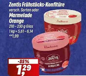 Zentis Frühstücks-Konfitüre - verschiedene Sorten oder Marmelade Orange