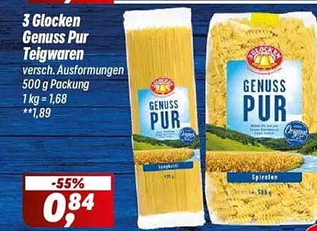 3 Glocken Genuss Pur Teigwaren - 500 g Packung