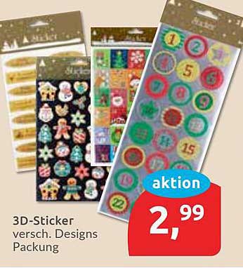 3D-Sticker verschiedene Designs Packung