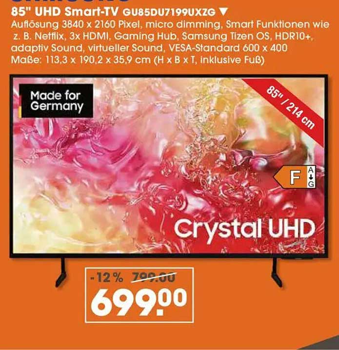 85" UHD Smart-TV GU85DU7199UXZG