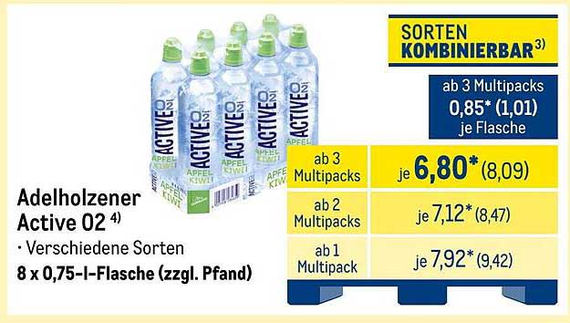 Adelholzener Active 02 - 8 x 0,75 l-Flasche