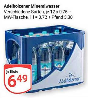 Adelholzener Mineralwasser 12 x 0,75 l- MW-Flasche