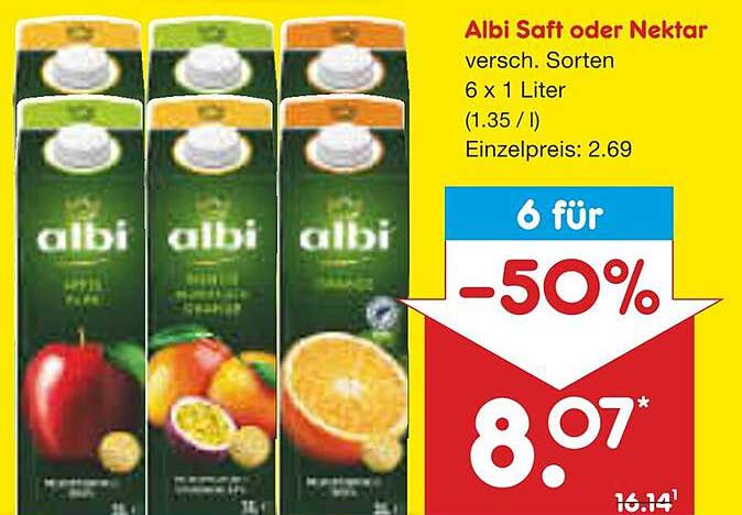 Albi Saft oder Nektar – 6 x 1 Liter zu einem unschlagbaren Preis!