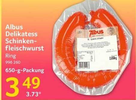 Albus Delikatess Schinkenfleischwurst (650-g-Packung)