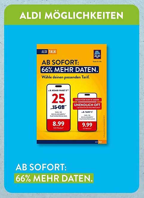 ALDI TALK Kombi-Paket S1 mit 15 GB für 8,99 €