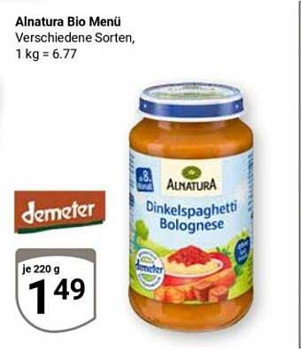 Alnatura Bio Menü Dinkels spaghetti Bolognese