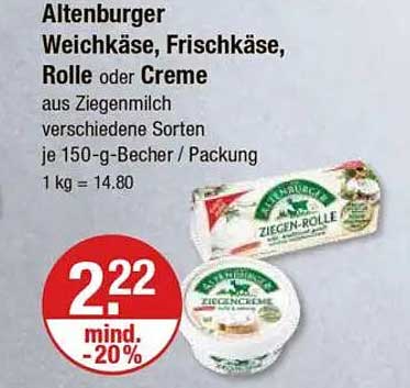 Altenburger Weichkäse, Frischkäse, Rolle oder Creme aus Ziegenmilch