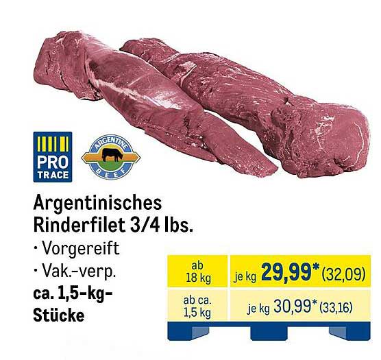 Argentinisches Rinderfilet 3/4 lbs.