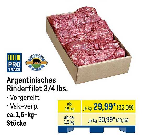 Argentinisches Rinderfilet 3/4 lbs.