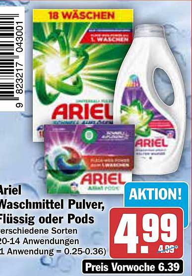 Ariel Waschmittel Pulver, Flüssig oder Pods - Aktion vom 13.10.2025 bis 18.10.2025