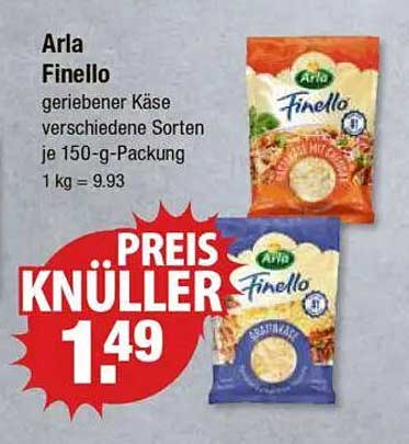 Arla Finello geriebener Käse verschiedene Sorten je 150-g-Packung