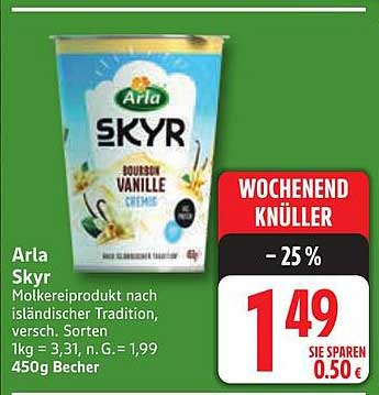 Arla Skyr Molkereiprodukt nach isländischer Tradition, Bourbon Vanille, 450g Becher