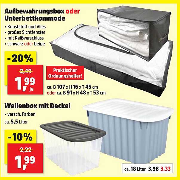 Aufbewahrungsbox oder Unterbettkommode - 20% Rabatt