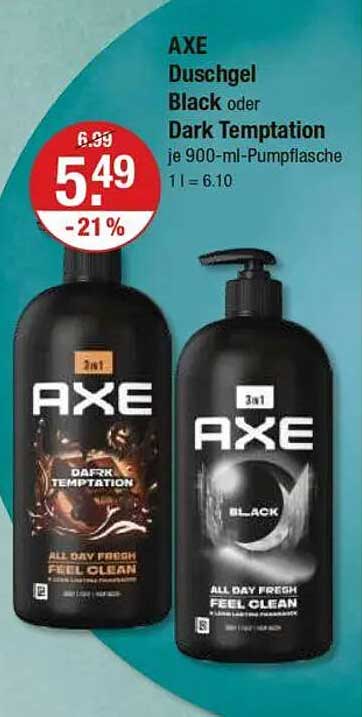 AXE Duschgel Black oder Dark Temptation 900 ml-Pumpflasche