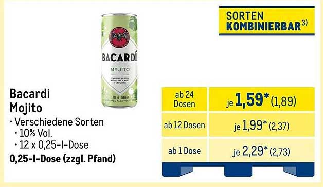Bacardi Mojito 0,25-l-Dose