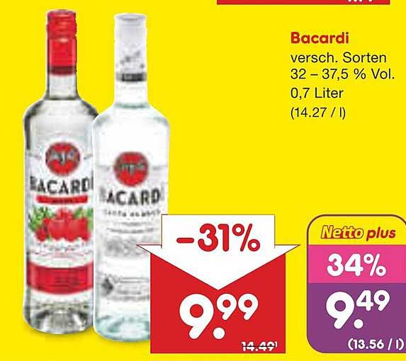 Bacardi verschiedene Sorten 0,7 Liter