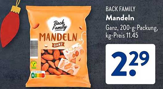 BACK FAMILY Mandeln - Ganze Mandeln in 200-g-Packung